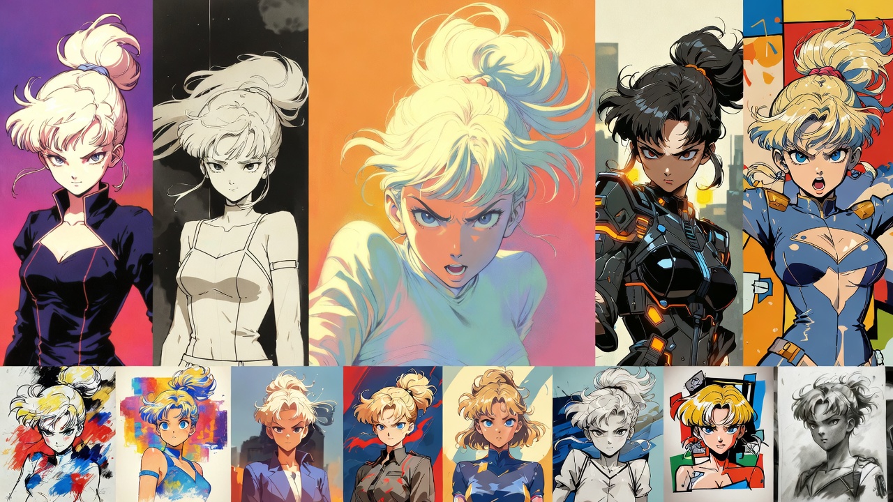 Multiple art styles from the same prompt